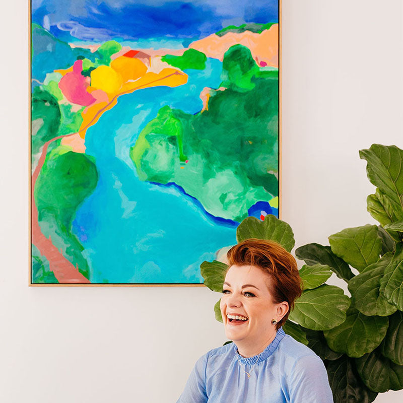 Madeleine laughing with Blue Eli - Madeleine McKinlay Art 